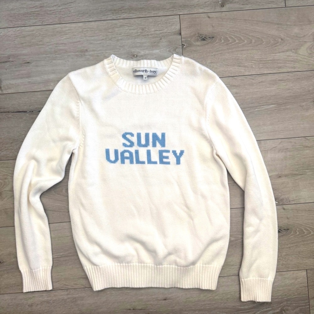 Ellsworth & Ivey “Sun Valley” Sweater – White/Blue – Size M (GUC, Orig. $200)